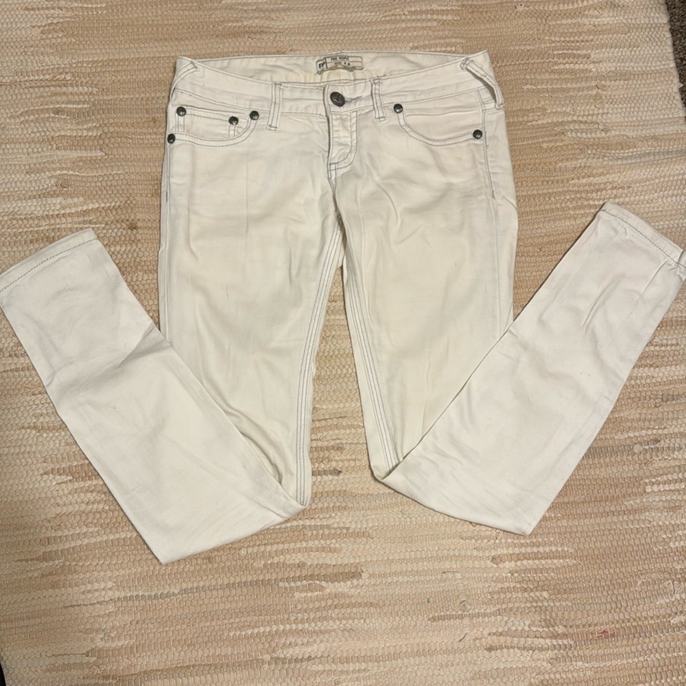 Free People Low Rise White Skinny Jeans 26